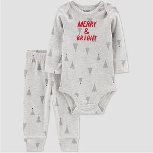NWT Carter's 2pc Baby "Merry and Bright" Bodysuit & Pants Set - Holiday / Xmas